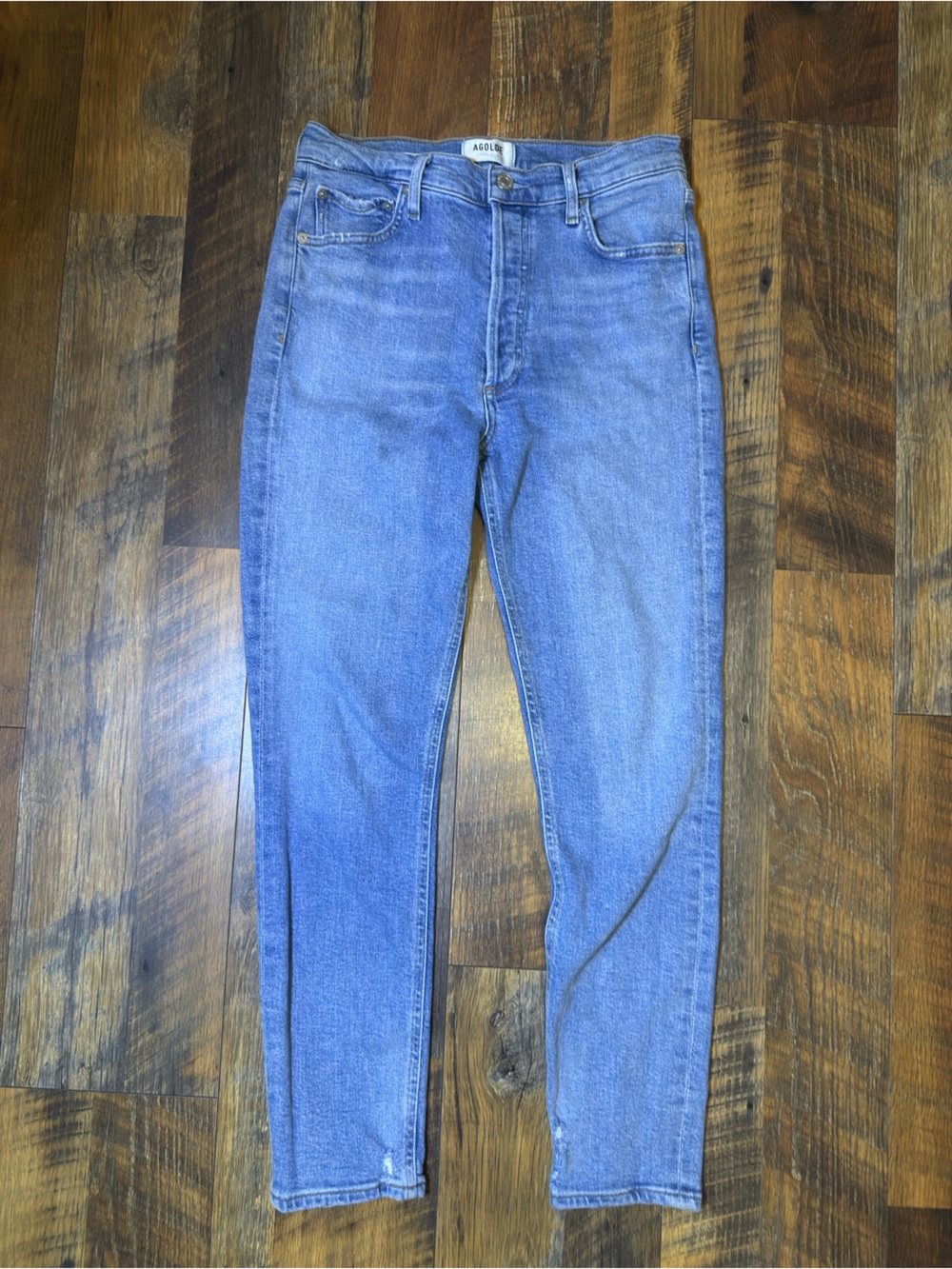 AGOLDE Nico Distressed straight leg jeans light wash size 27